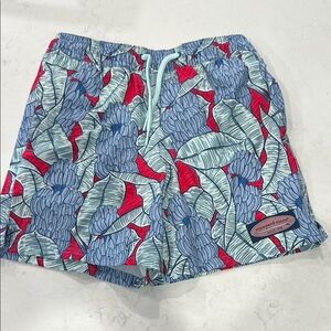 Vineyard Vines Blue and Red Leaf Print Shorts